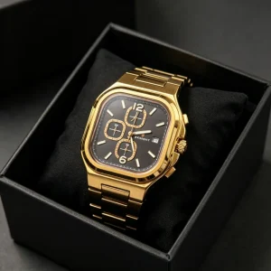 Square Quartz Watch for Men’s Business Quartz Watches Luxury Stainless Steel 42mm Luminous Wrist Waterproof Watch