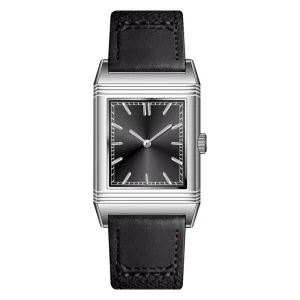 Square Reversal Case Women Watch Unisex Brown Genuine Leather Strap Sapphire Crystal 50M Water Resistant