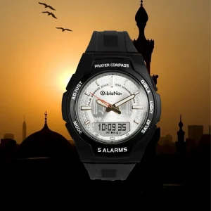 Square Stainless Steel Fajr Watch 20m Water Resistant Muslim Qibla Digital Azan Alarm Clock Islamic Prayer Luxury