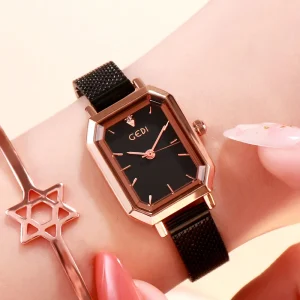 Square Student Casual Women’s Waterproof Stainless Steel Strap Quartz Watch
