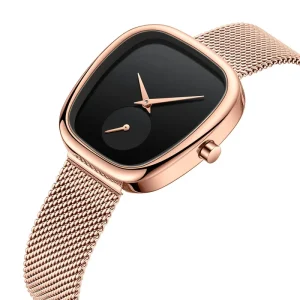 Stainless Steel Alloy Fashion Minimalist Luxury Quartz Watch Women 30bar Water Resistant Irregular Square Design Custom Logo