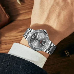 Stainless Steel Automatic Mechanical Watch for Men Luminous Sapphire Crystal Pointer Waterproof OEM Custom Logo