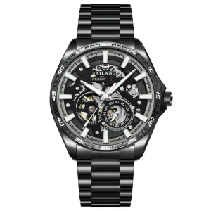 Stainless Steel Band Mechanical Watch for Men Waterproof 3Bar Luminous Skeleton Design Fashion Style