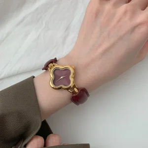 Stainless Steel Case Digital Quartz Watch Genuine Leather Strap Women Fashion Wristwatch Casual Business Accessory