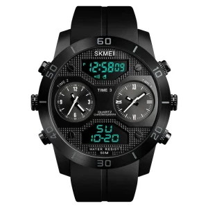 Stainless Steel Chronograph Men’s Big Dial Time Zone Wrist Watch