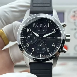 Stainless Steel Chronograph Multi-Functional Men’s Sports Mechanical Watch with Skeleton Case Back and Automatic Winding