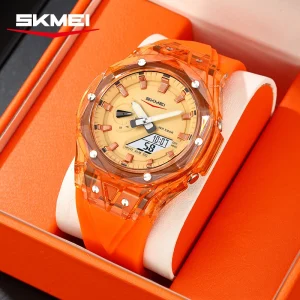 Stainless Steel Cover Silicone Strap Men’s Digital Wristwatch SKMEI2411