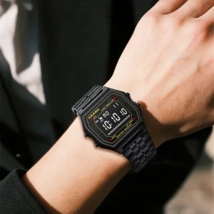Stainless Steel Digital Watches Islamic Qibla Direction Al Azan Wrist Watch for Muslim Prayers