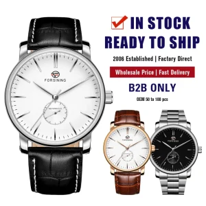 Stainless Steel Leather Mechanical Watch Flat Luxury Men’s Wrist Watch Automatic