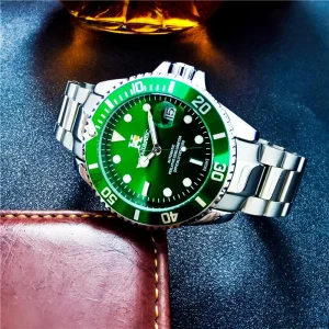 Stainless Steel Luminous Men’s Diving Watch Skeleton Automatic Mechanical Watch