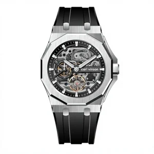 Stainless Steel Mechanical Watch Custom Logo Luminous Hands Pointer 30M Water Resistance Silicone Strap Automatic Movement 42mm