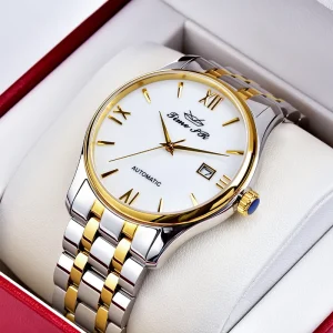 Stainless Steel Men’s Mechanical Automatic Tourbillon Skeleton Classic Luxury Fashion Wristwatch Japanese Movement Watch