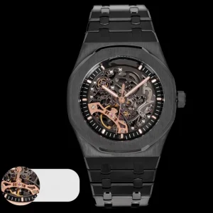 Stainless Steel Men’s Mechanical Fashion Watch 41 mm 20 mm Strap Sapphire Crystal Waterproof Pointer Dial Skeleton Design