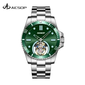 Stainless Steel Men’s Tourbillon Mechanical Watch Luxury Business Luminous Watch
