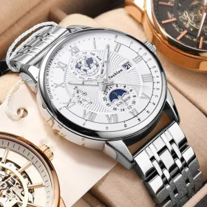 Stainless Steel Men’s Waterproof Date Watch