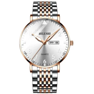 Stainless Steel Mesh Quartz Watch Date Display Luminous 30M Waterproof Wrist Watch