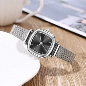 Stainless Steel Mesh Strap Square Watch Women’s Small Dial Quartz Bracelet Wristwatches Student Simple Clock Ladies Watches