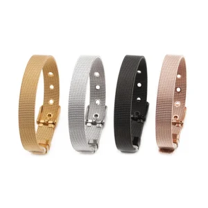 Stainless Steel Mineral Stone Unisex Fiber Watch Strap Adjustable Health Magnetic Bracelet Anniversary