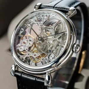 Stainless Steel Real Skeleton Seagull Mechanical Manual Winding Movement Transparent Caseback Watch Man