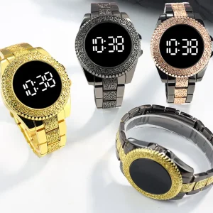Stainless Steel Sport Watch 50mm Acrylic Rose Gold Unisex LED Digital