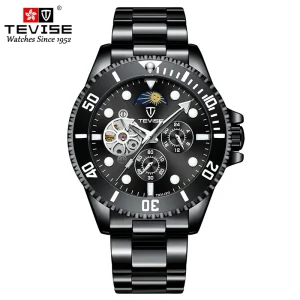 Stainless Steel Strap Men’s Automatic Mechanical Watch Analog 20mm Water Resistant Fashion Sports Business Casual Wristwatch