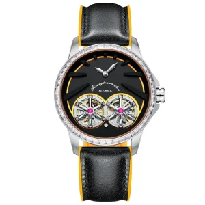 Stainless Steel Watch 42mm Case Automatic Double Tourbillon Mechanical Watch Waterproof for Men