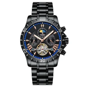 Stainless Steel Watch 43mm Case Tourbillon Mechanical Wristwatch High End Fashionable Multifunctional Watch
