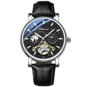 Stainless Steel Watch 44mm Case Tourbillon Mechanical Wristwatch Fashion Business Waterproof