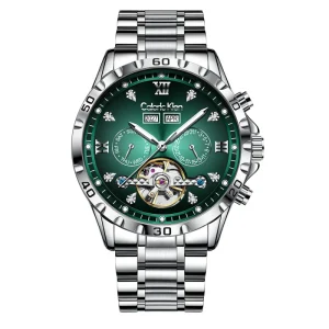 Stainless Steel Watch 44mm Diameter Tourbillon Mechanical Watch High End Fashion Business Multifunctional Watch