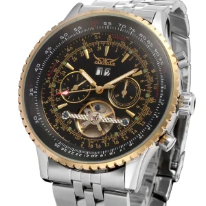 Stainless Steel Waterproof Business Casual Calendar Transparent Mechanical Men’s Watch
