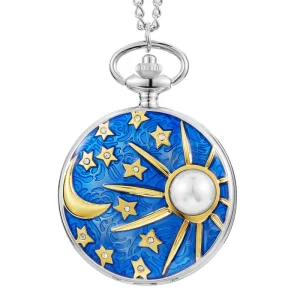 Star Moon Antique Vintage Quartz Pocket Watches