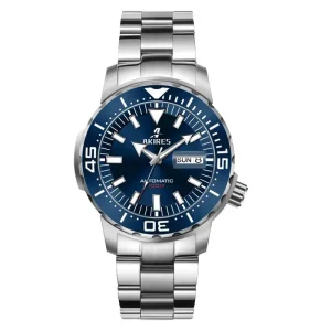 Steel Men Wristwatch with Diamonds, Luxury Silver Gold Automatic Mechanical Watch