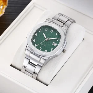 Steel-colored Business Men’s Versatile Luxury Fashion Calendar Steel Bracelet Watch
