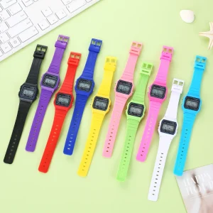 Student Children’s Sports Digital Electronic Watch F 91w Multi Function Luminous Alarm Clock Square Design