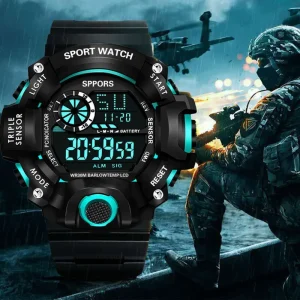 Students Multifunctional Alarm Sport Adult Outdoor Special Forces Drop proof Waterproof Luminous Electronic Watch