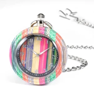 Stylish Antique Premium Wood Pocket Watch 48mm Dial Diameter Quartz Movement