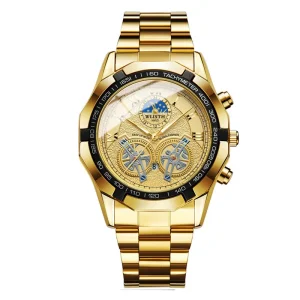 Stylish Business Automatic Men’s Watch with Luminous Finish Waterproof Skeleton Quartz Watch