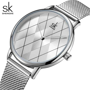 Stylish Silver Color Stainless Steel Mesh Strap Simple Women’s Quartz Watches Waterproof Wrist Watch