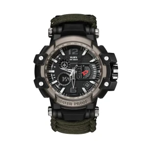 Survival Digital Watch Multifunctional Water Resistant Paracord Tactical Watch Outdoors Waterproof Watches