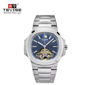 T01C Luxury Automatic Watch for Men Tourbillon Design Skeleton Mechanical Stainless Steel Business Dress Watch OEM ODM