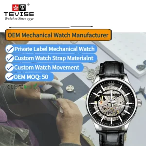 T893 Oem Custom Logo Waterproof Solid Stainless Steel Wrist Mechanical Skeleton Automatic Men’s Watch
