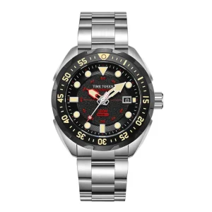 TIME TOKEN Men Business SEIKO Mechanical Movement 300m Diver Wristwatch Super Luminous 316L Stainless Steel Diving Watch