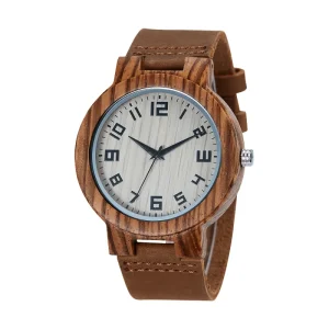 TJW Luxury Business Style Quartz Watch for Men 46mm Round Wooden Case Seiko Movement Pointer Dial Display Men’s Fashion Charm