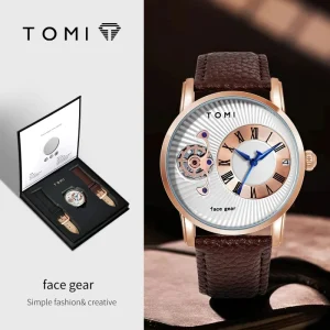 TOMI Gift Box Luxury Fashionable Men’s Quartz Watch Leisure Calendar Double Strap T104
