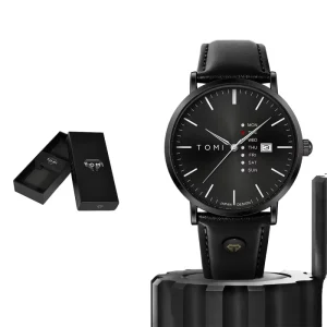 TOMI New Luxury Business Men’s Calendar Quartz Watch Gift Box Set with Leather Strap Week Simple Casual Holiday Gift