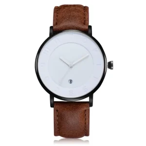 TOMI T085 Quartz Watch Leather Band Glass Dial Creative Design Clock Simple Elegant Pointer Display Business Watches for Unisex