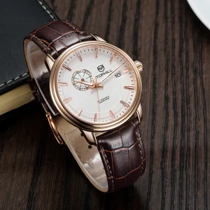 TW021G Super Time 5ATM Waterproof Genuine Leather Luxury 38.8mm Dial Rose Gold Mechanical Mens Wrist Watches