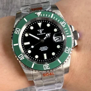 Tandorio SUB Diving 20Bar Waterproof Mechanical Watch for Men 904L Bracelet 120 Clicks Bezel Sapphire Crystal