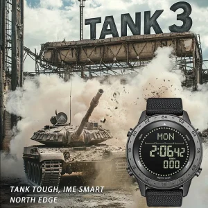 Tank3 Outdoor Sports Waterproof Electronic Men’s Watch with Digital Dial Display
