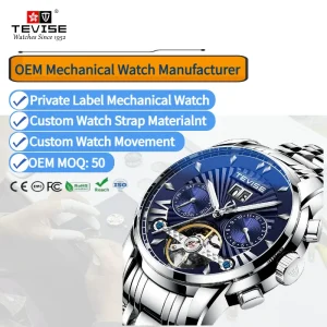 Tevise T9005F Brand Men Automatic Watch Luxury Stainless Steel Wrist Watch for Men Mechanical Watch with Waterproof Date